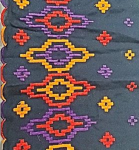 BRODERIE coton etnic multicolore brodée orange