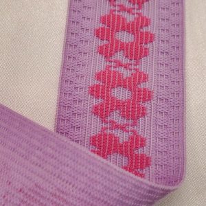élastique parme motif fleur rose 40 mm