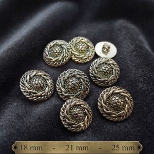 Lot de 6 boutons ronds acryliques dorés à queue – 18 mm, 21 mm, 25 mm