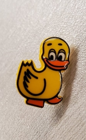 NOUVEAUX Boutons à queue acrylique décoratifs enfant - modèle petit caneton jaune largeur 13 mm/hauteur 19 mm