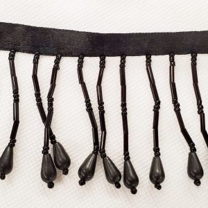 NOUVEAU ruban frange perlée avec ruban satin noir