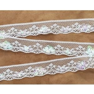 dentelle fine paillette blanche 2 cm