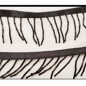 Ruban frange perlée avec ruban satin noir hauteur total 50 mm /hauteur de perles 40 mm