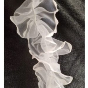 Ruban Organza Froncé Avec Liseré Extrémité Blanc Satiné 50 mm