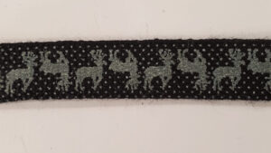 NOUVEAU ruban fantaisie noir a petit pois bleuté motif cerf