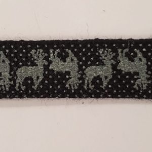 NOUVEAU ruban fantaisie noir a petit pois bleuté motif cerf