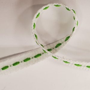 NOUVEAU gros grain blanc surpiqué vert