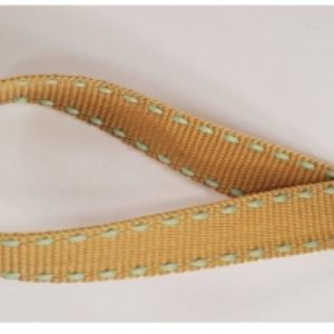 LOT DE 4 METRES RUBAN GROS GRAIN BEIGE SURPIQUÉ BLEU TURQUOISE10 MM