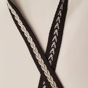 NOUVEAU ruban gros grain noir surbrodé blanc