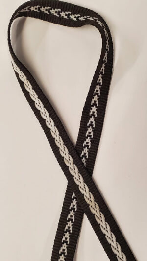 NOUVEAU ruban gros grain noir surbrodé blanc
