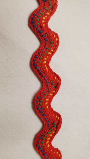 NOUVEAU ruban serpentine rouge surpiqué vert bleu