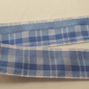 NOUVEAU ruban fantaisie carreau réversible bleu