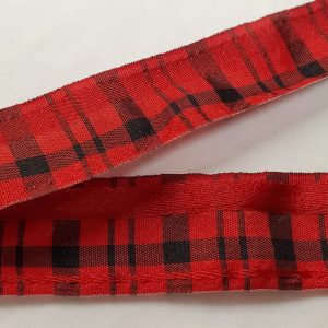 NOUVEAU ruban fantaisie carreau réversible rouge