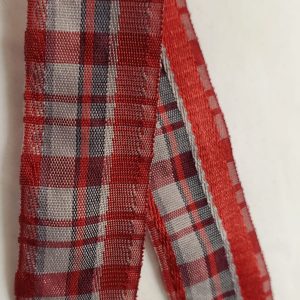 NOUVEAU ruban fantaisie carreau réversible bordeaux 2.5 cm