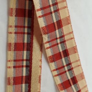 NOUVEAU ruban fantaisie carreau réversible beige rouge & noir 2.5 cm