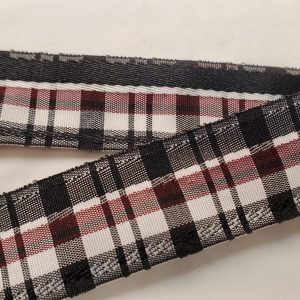 NOUVEAU ruban fantaisie carreau réversible noir et blanc 2.5 cm