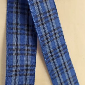 NOUVEAU ruban fantaisie carreau réversible bleu