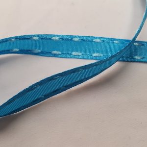 NOUVEAU ruban fantaisie surpiqué couture légèrement satiné bleu
