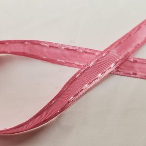 NOUVEAU ruban fantaisie surpiqué couture légèrement satiné rose