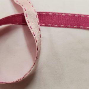 NOUVEAU ruban fantaisie façon couture surpiqué bicolore rose clair et rose fushia
