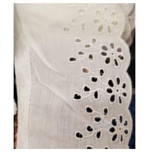 Broderie anglaise coton blanche froncée 10 cm