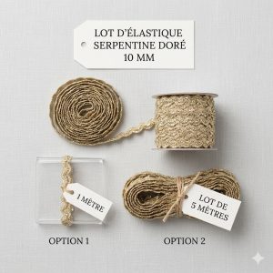 lot d'élastique serpentine doré 10 mm
