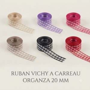 ruban vichy à carreau organza 20 mm