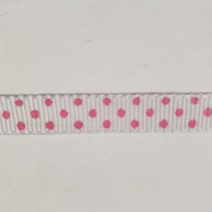 NOUVEAU ruban fantaisie blanc à pois rose