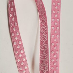 NOUVEAU ruban fantaisie à poids blanc sur fond rose