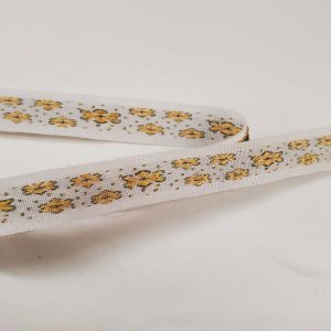 NOUVEAU ruban fantaisie double fleur tissé et brodé