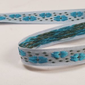 NOUVEAU ruban fantaisie double fleur tissé et brodé