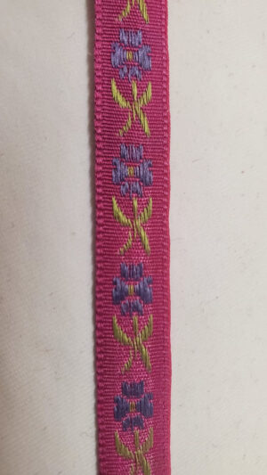 NOUVEAU ruban fantaisie à fleurs multicolore sur fond fushia
