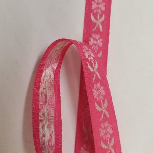 NOUVEAU ruban fantaisie à fleurs multicolore sur fond rose