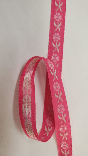 NOUVEAU ruban fantaisie à fleurs multicolore sur fond rose