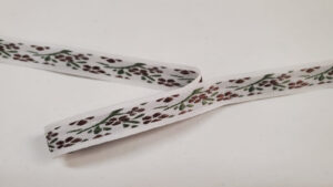NOUVEAU ruban fantaisie à fleurs vert marron sur fond blanc