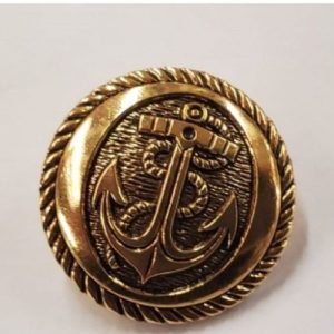 BOUTON militaire ancre marine doré 15 mm