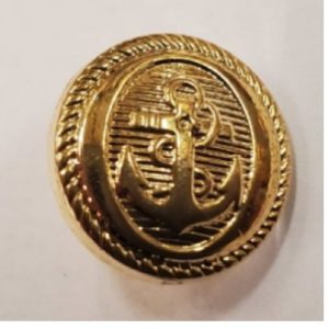 BOUTON militaire ancre marine doré ,18 mm