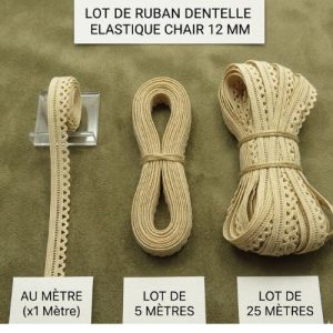 lot de Ruban Dentelle Elastique CHAIR 12 mm