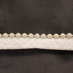 NOUVEAU ruban passepoil perlé monté sur base coton perlé nacré