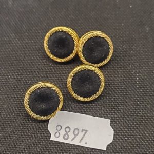 NOUVEAU bouton velours noir bord doré