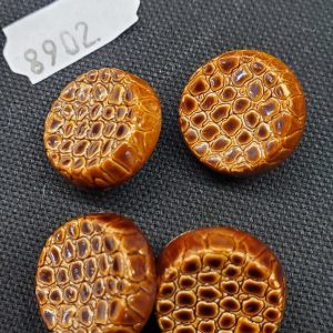 NOUVEAU bouton acrylique marron façon lézard