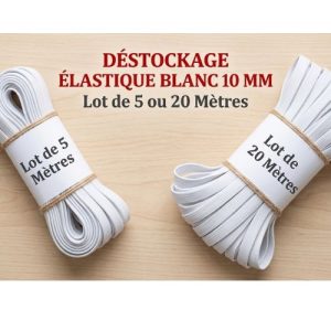 Déstockage Élastique Blanc 10 mm – Lot de 5 ou 20 m – Souple et Résistant