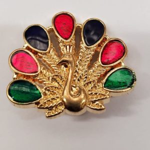 Bouton Acrylique Motif Paon et En Strass Multicolore bleu , rouge, & vert , 3 cm