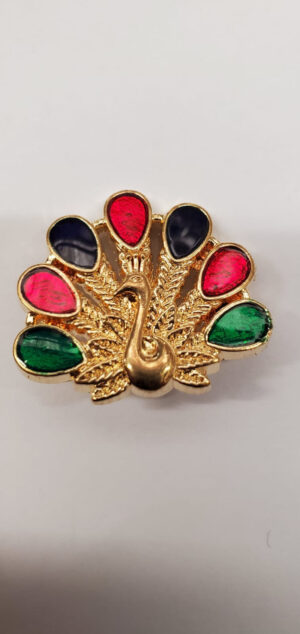 Bouton Acrylique Motif Paon et En Strass Multicolore bleu , rouge, & vert , 3 cm