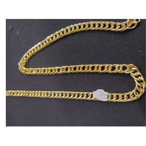 Nouvelle chaînette métallique doré double maillon décorative, largeur 7 mm / longueur 11 mm