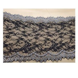 Dentelle de Calais leavers Noire / Grise 20 cm