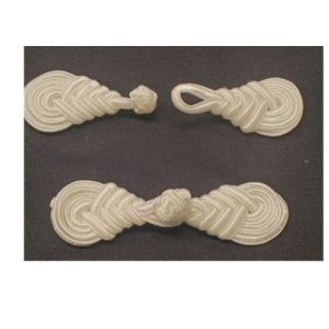 bouton brandebourg blanc longueur 8 cm / largeur 2 cm
