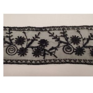 ruban perlé sur organza paillette noir 5.5 cm