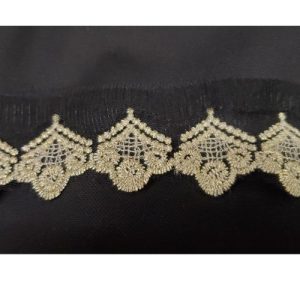 ruban brodé sur tulle noir hauteur de broderie 40 mm / largeur totale 70mm