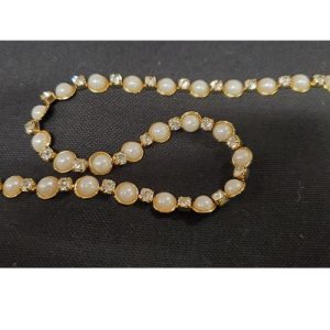 ruban strass perlé doré 7 mm